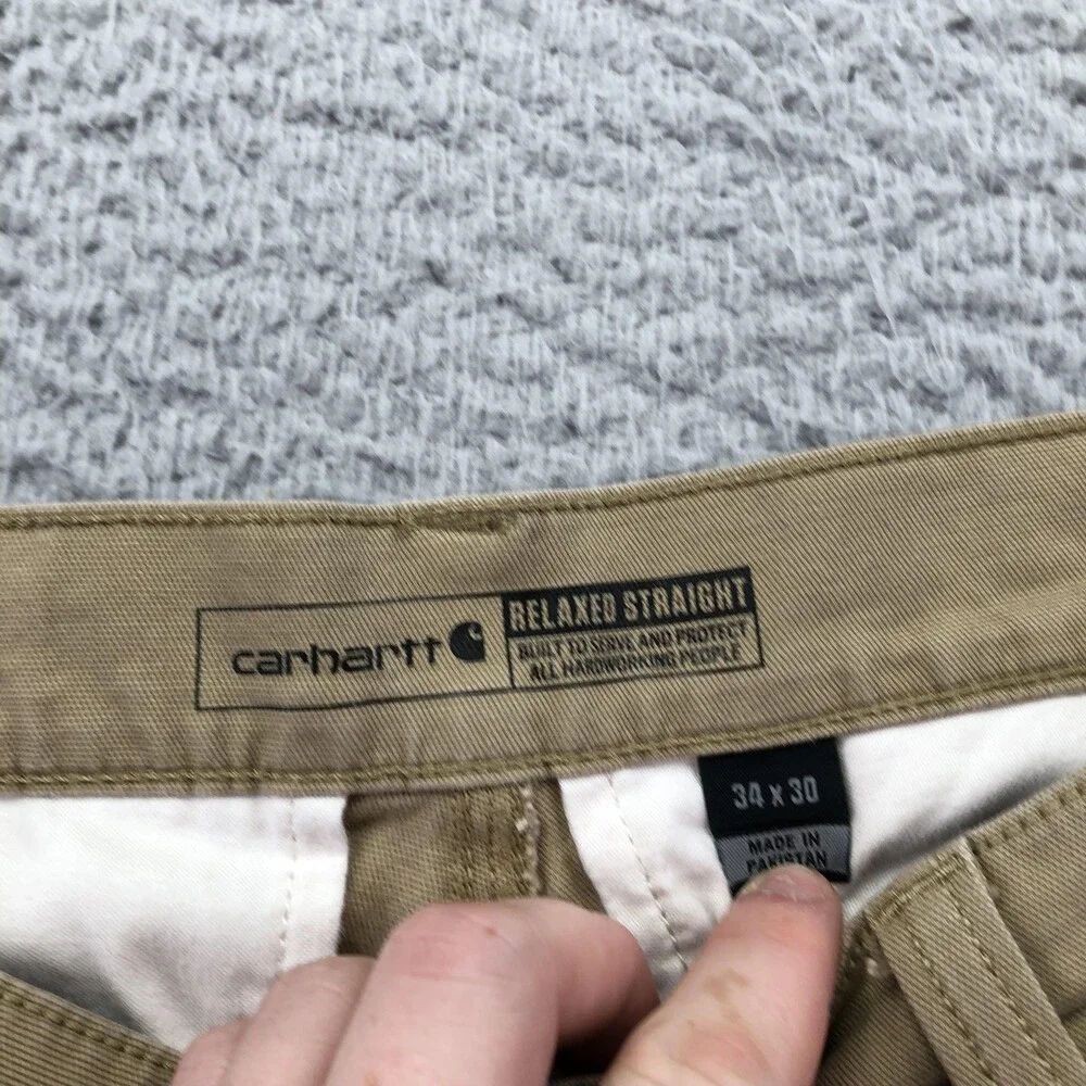 Carhartt Pants Mens 34x30 Beige Cargo Canvas Relaxed Straight Workwear Pockets